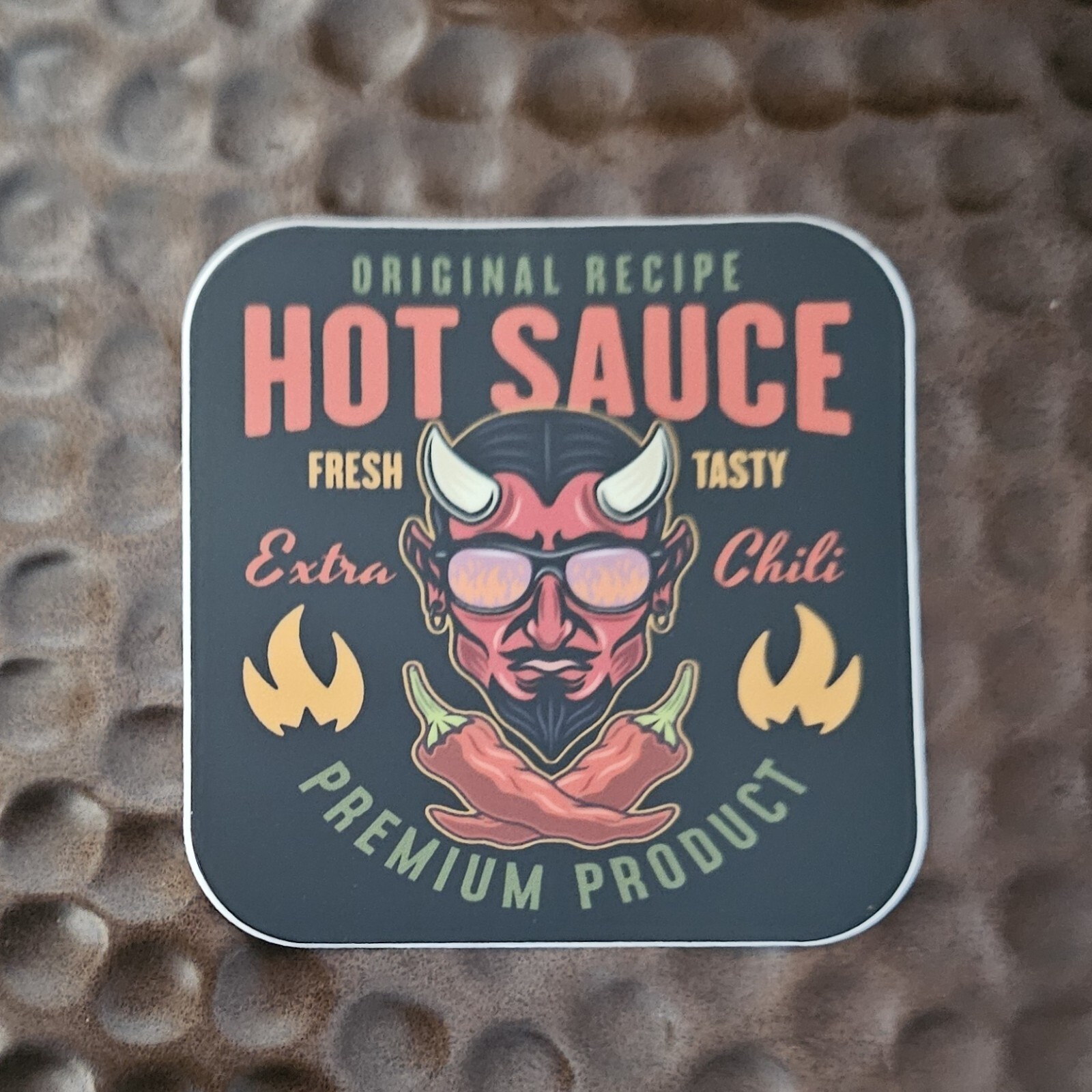 DEVIL HOT SAUCE Opaque Sticker UV Resistant Vinyl 3 inch HOT AS THE DEVIL!