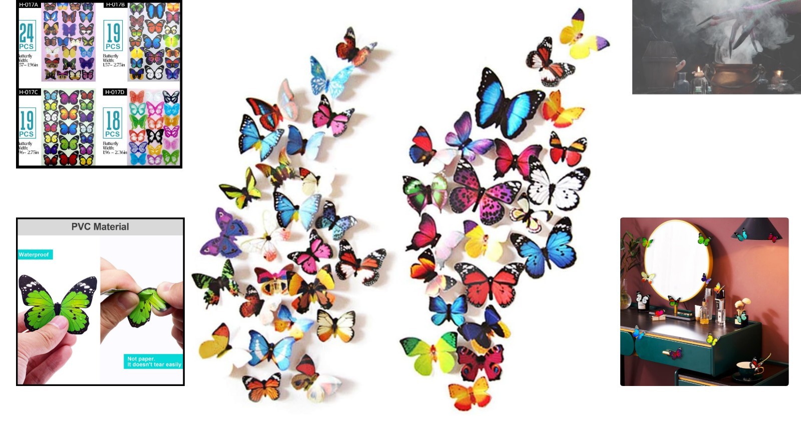 Vibrant 80Pcs Butterfly Wall Decals – Removable, Waterproof, and Reusable Art