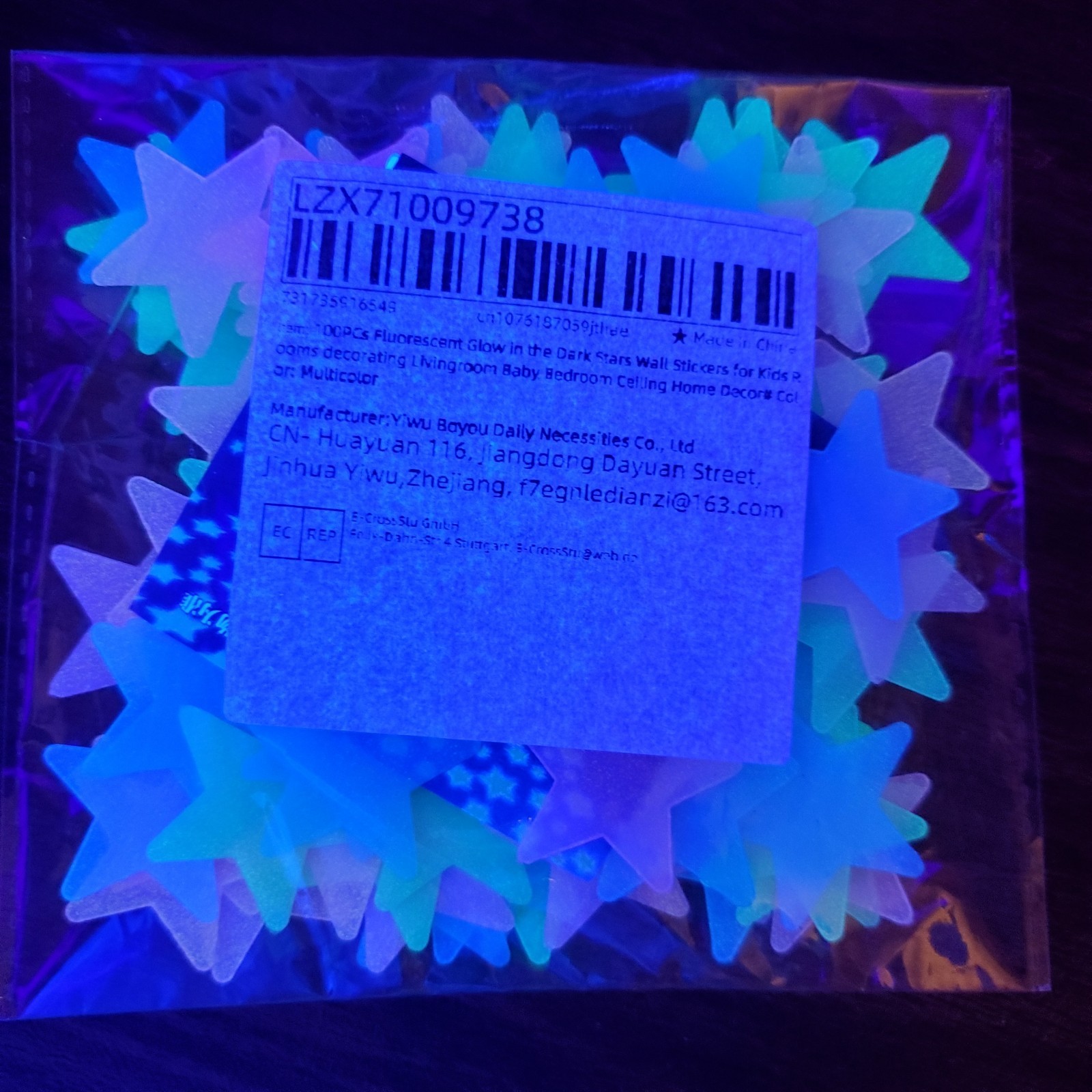 Glow in Dark Stars Blue Green Pink for Ceiling Walls Kids Room Decor 100 Ct. USA