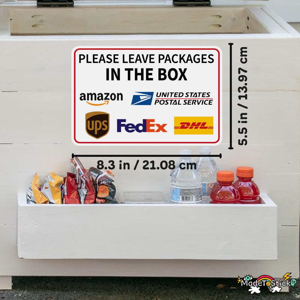 2-Pack Please Leave Packages In The Box Delivery Sign Sticker Vinyl Decal