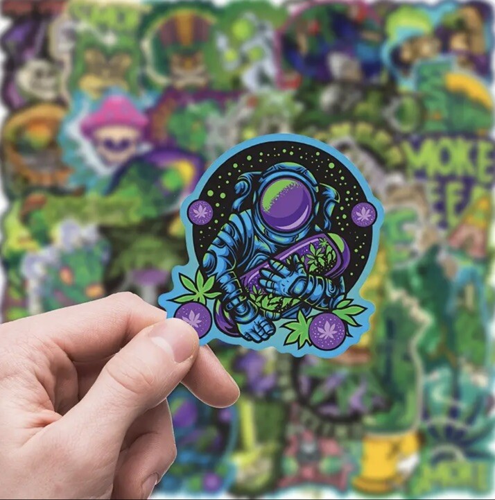 Weed Vinyl Stickers 50 Pack Waterproof Water Bottle Laptop Phone Envelope Decals