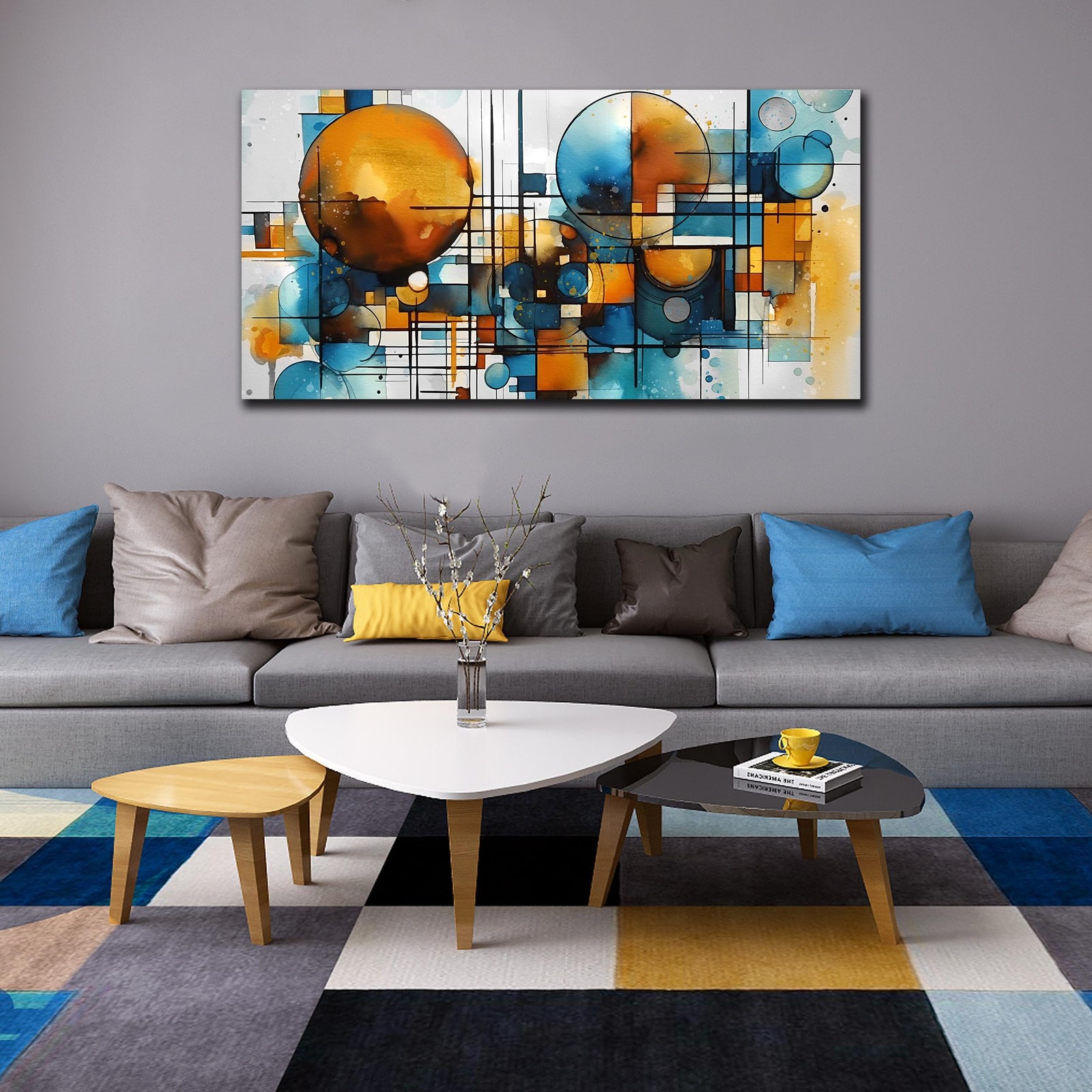 ENTANUB Abstract Canvas Wall Art for Living Room, Circle Wall Decor for Bedro…