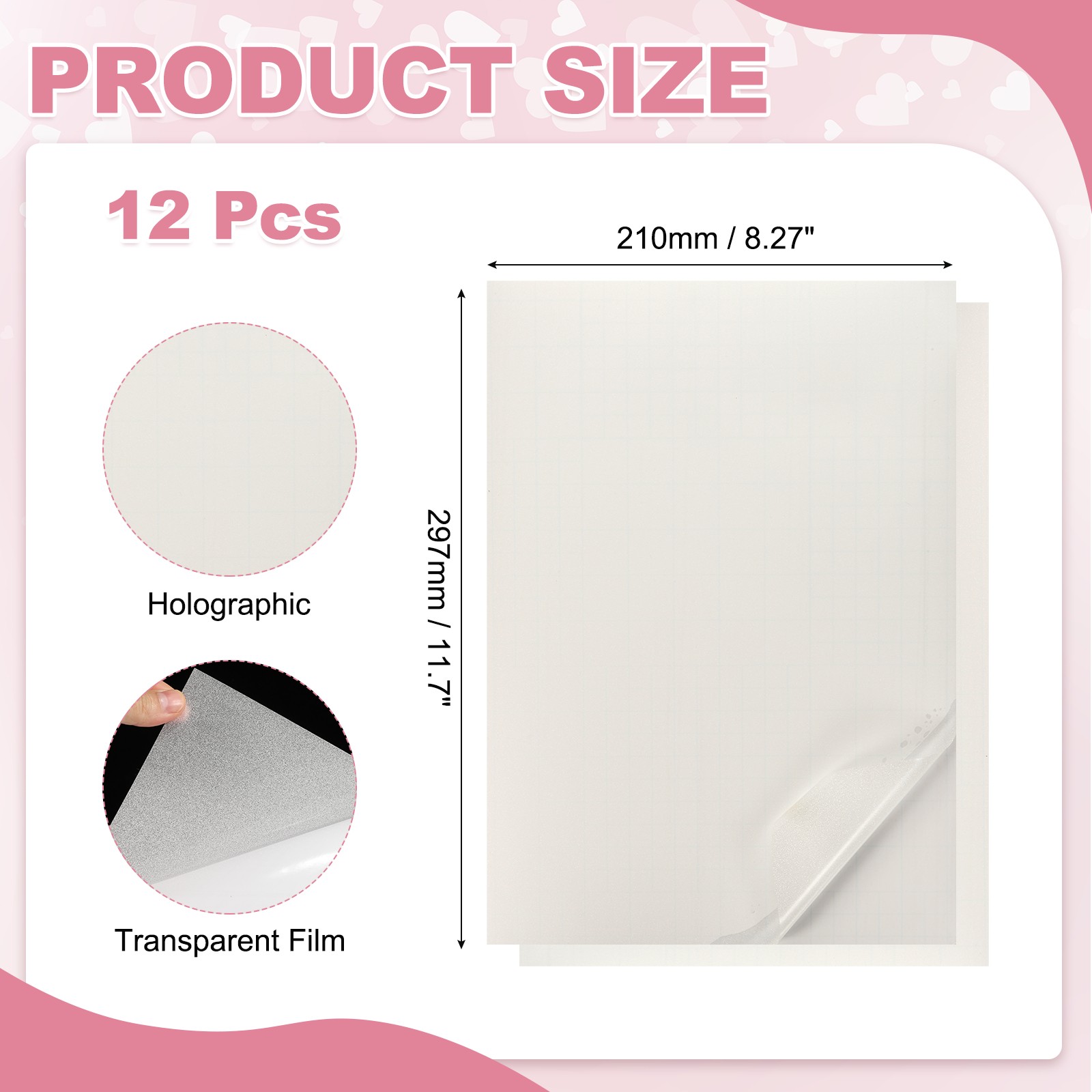 12 Sheets 8.3"x11.7" Holographic Sticker A4 Self-Adhesive Film(Glitter)