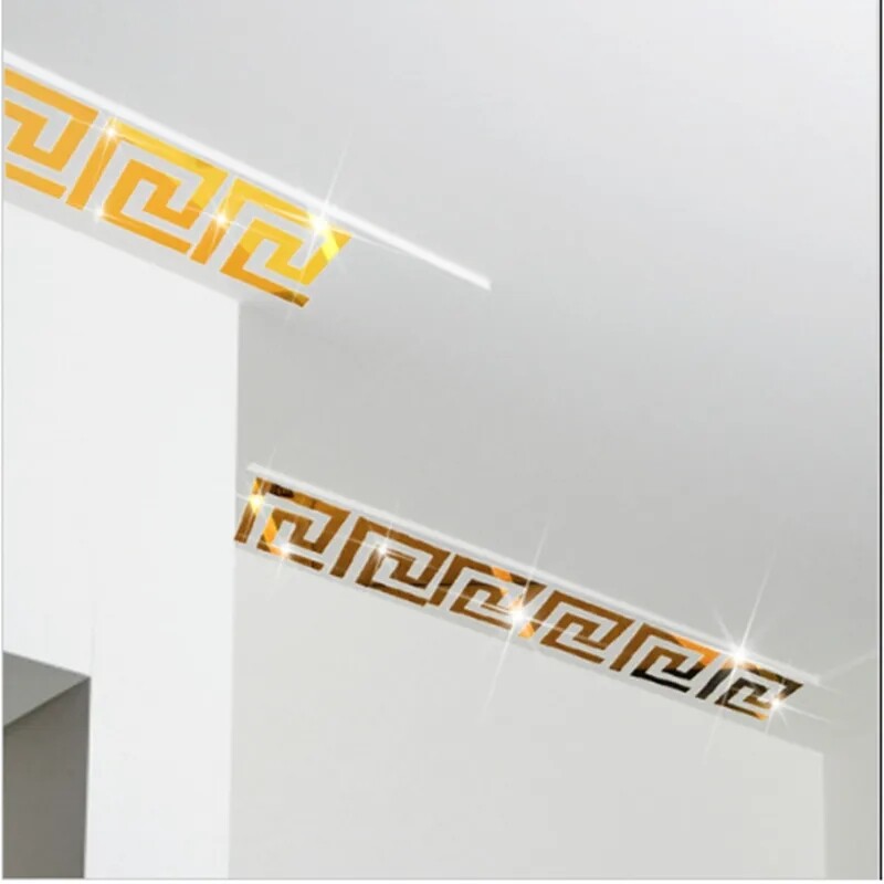 3D Mirror Wall Sticker Building Border Wall Art Home Decor Self Adhesive 10PCs