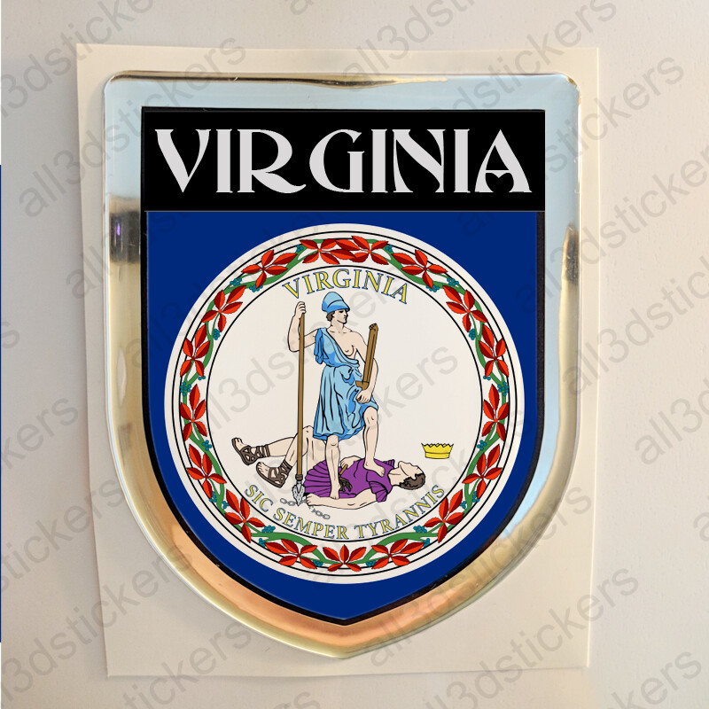 Virginia USA Sticker Seal Resin Domed Flag United States 3D Stickers Shield