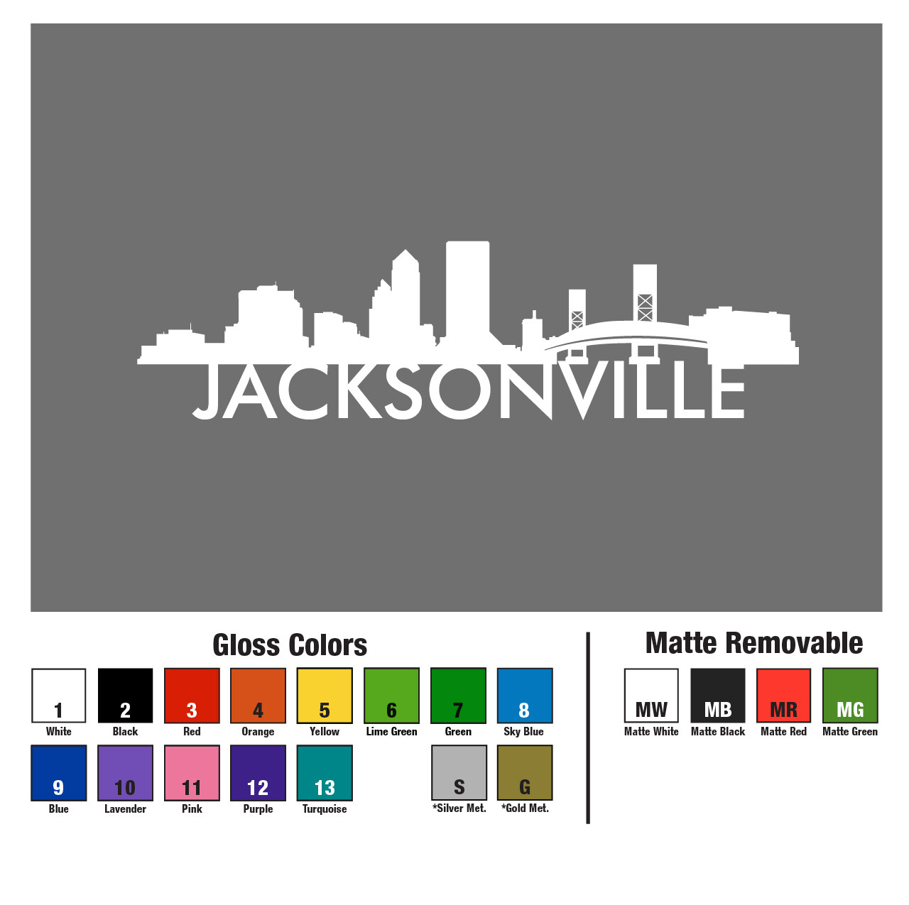 10" Jacksonville Florida FL 10" Skyline Skyscapes City View Decal Window Sticker