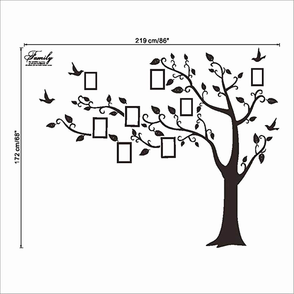 Large Family Tree Wall Deccor for Living Room, DIY Black Photo Frame Wall Decor
