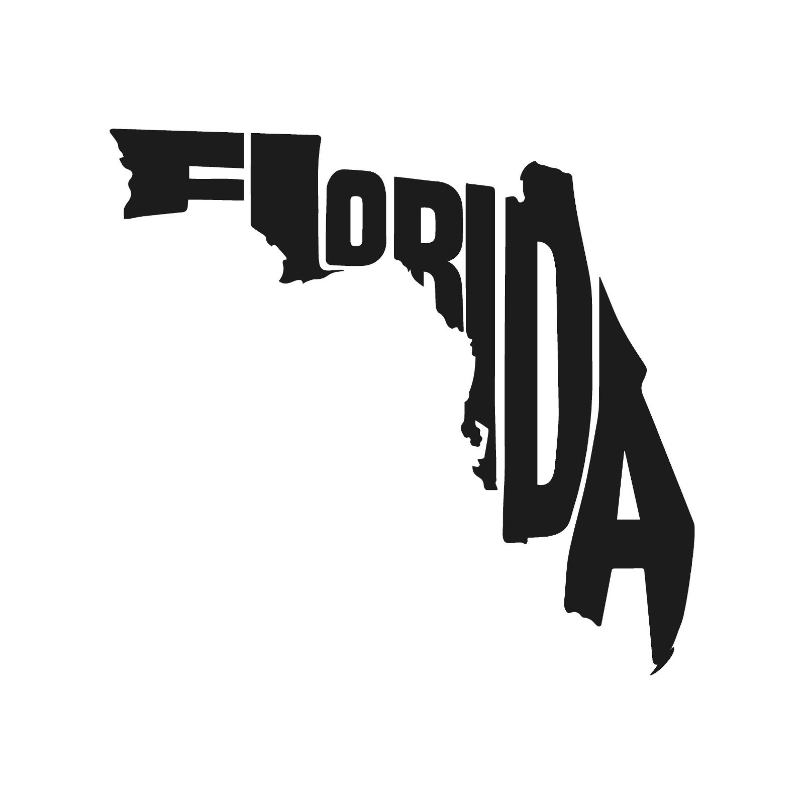 Florida State Typography Outline Vinyl Decal Word Art shape sticker