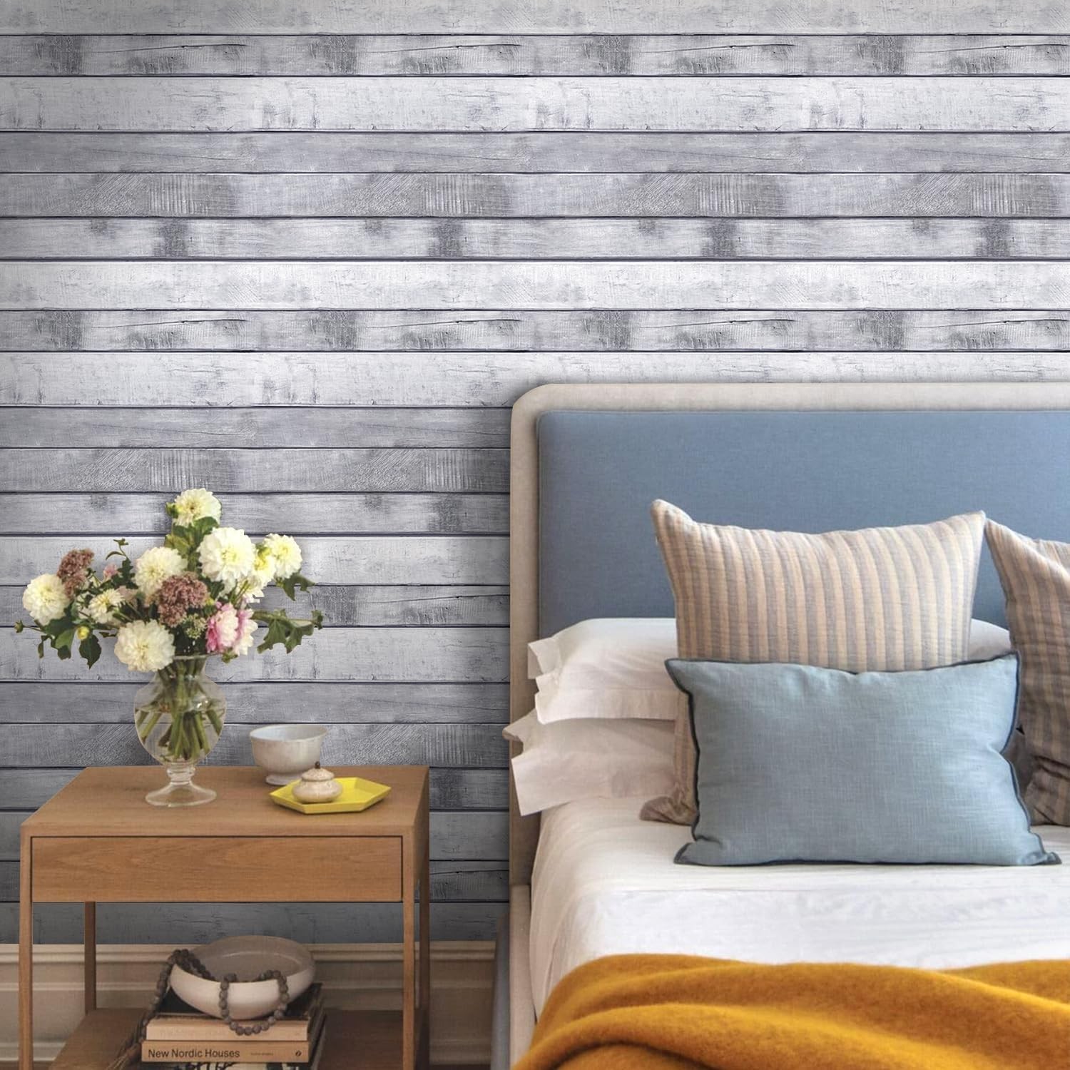 3D Faux Wood Wall Panels, Wood Shiplap Peel and Stick Wall Panels,10 Pcs of 12"X
