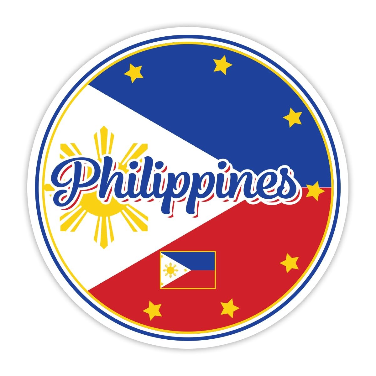 Philippines Flag Round Sticker 5 Inch Vinyl Decal – Waterproof Circular Country