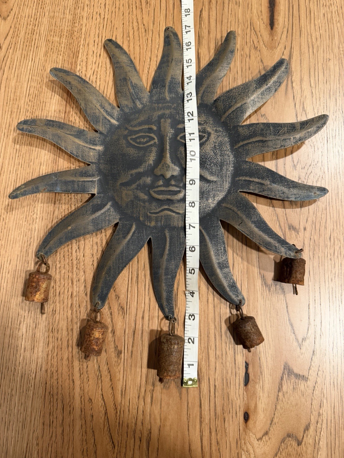 Metal ancient Sun Face Wall Decor Art Vintage Inspired Outdoor Garden Accent