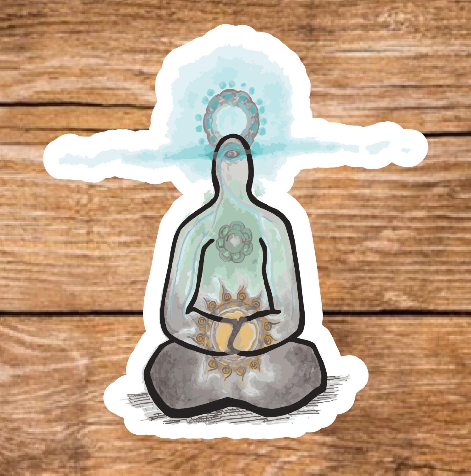 Meditation (8 Sticker Set) 3in, Waterproof, Glossy Finish Vinyl.