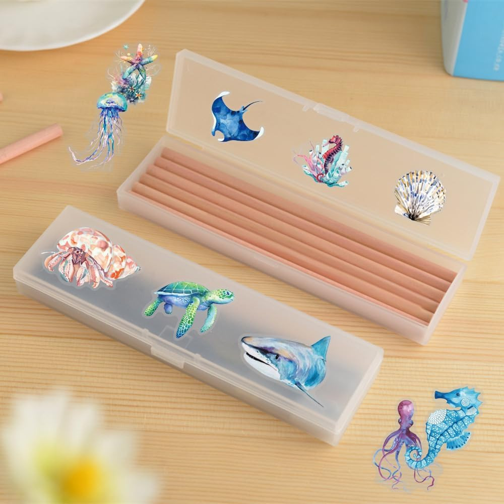 50PCS Marine Animal Stickers, Waterproof Underwater Sea Animal Decals