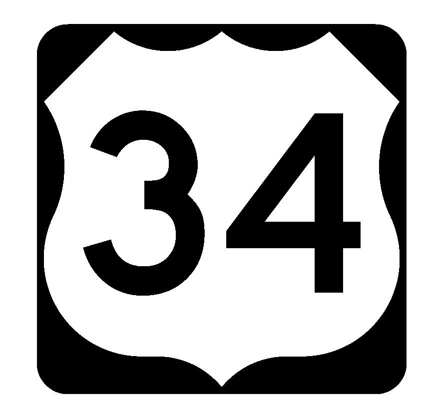 US Route 34 Sticker Decal R1043 Highway Sign Road Sign