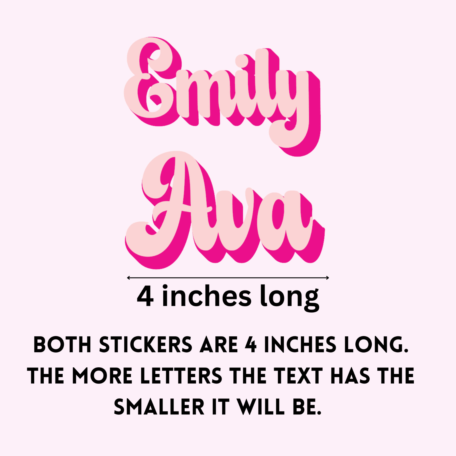 Custom Name Girl Doll Pink Font Sticker, Cute Girly Name Labels