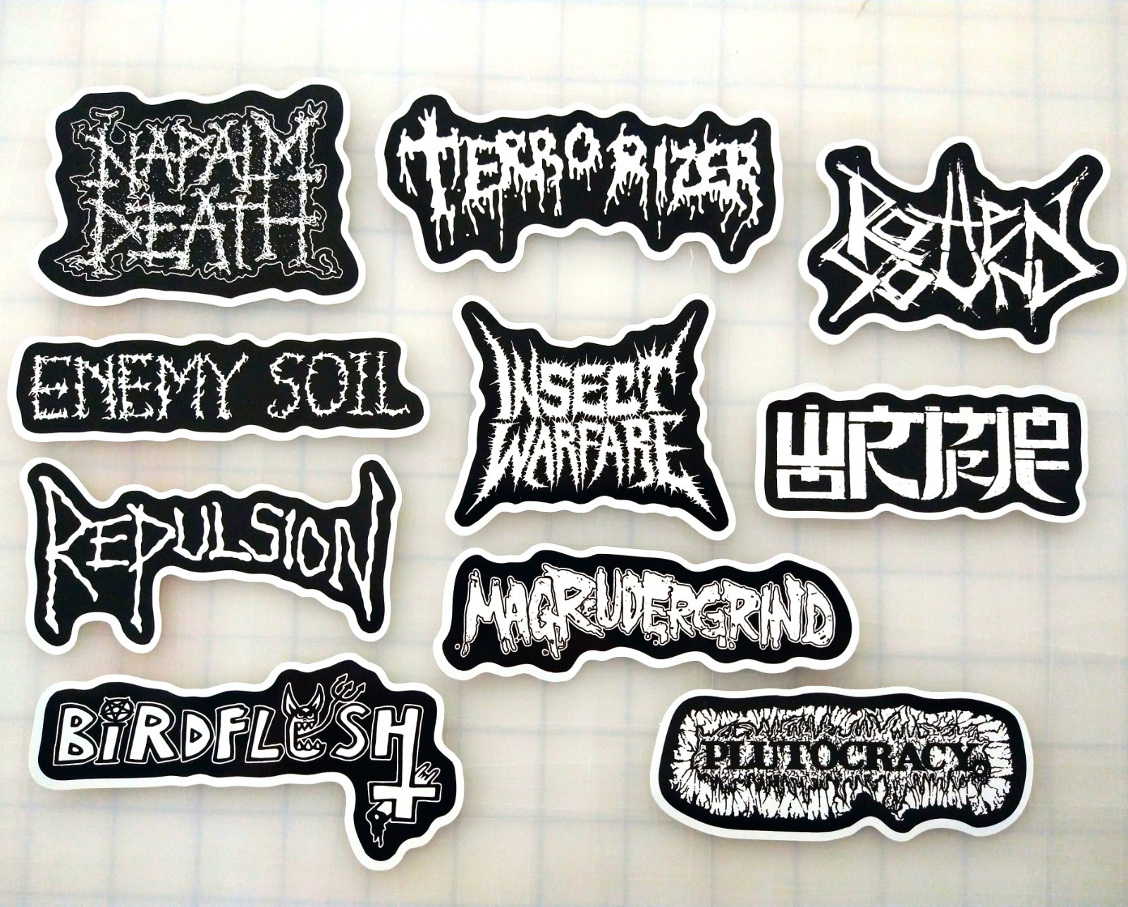 Grindcore Vinyl Sticker Lot (10 Stickers) SET 1 napalm death insect warfare