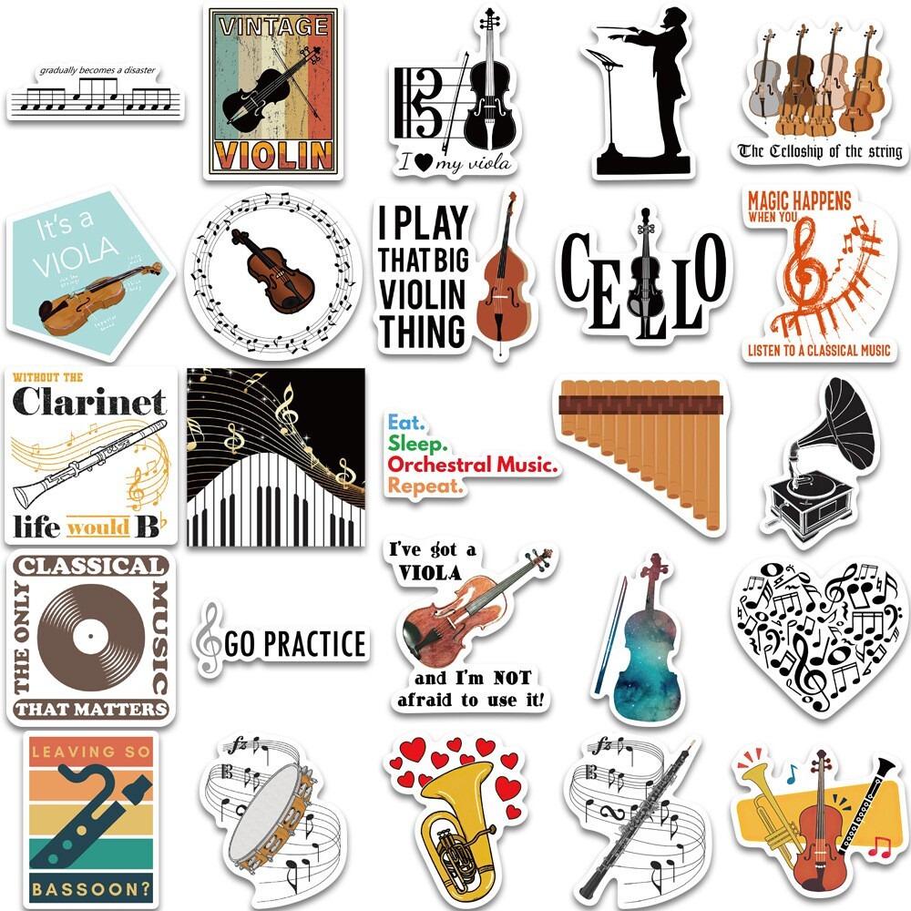 150pcs MUSIC INSTRUMENT Stickers,ORCHESTRA Flute Bassoon Reed Piano Violin147237