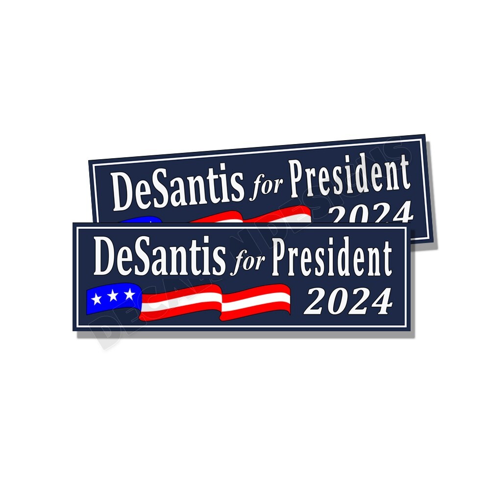 DeSantis For President – Stickers Decals – Made In the USA – Blue – 9×3 2 Pack