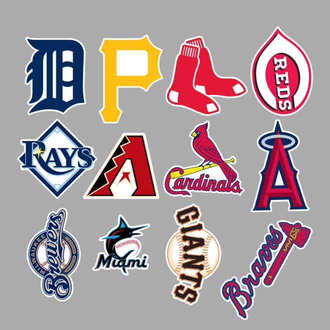 30 Pcs Stickers MLB All 30 Teams LOGO Baseball Luggage Laptop Skateboard Car