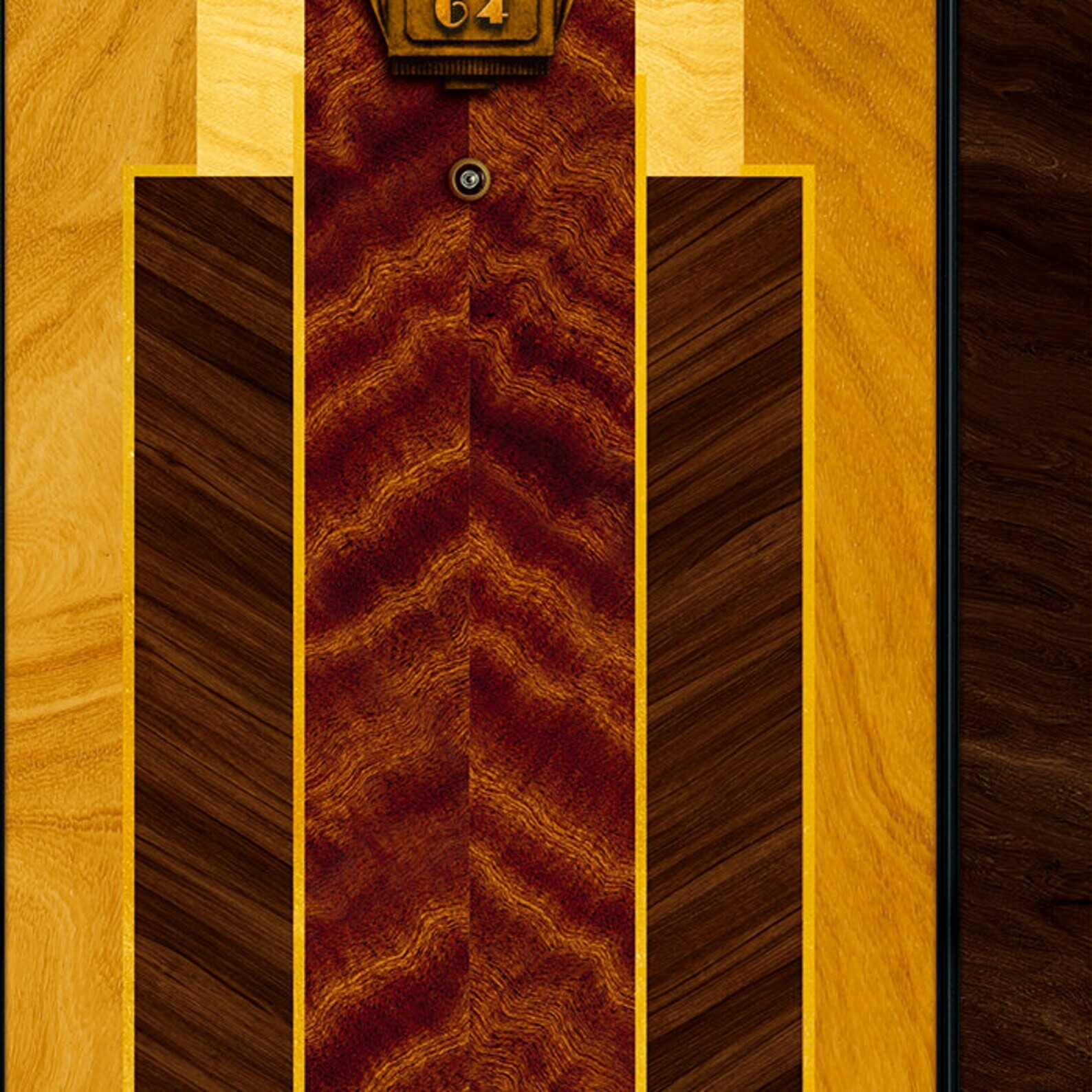 Art Deco Door Mural, Laminated Sticker Wrap, Peel'n'Stick. Single Piece