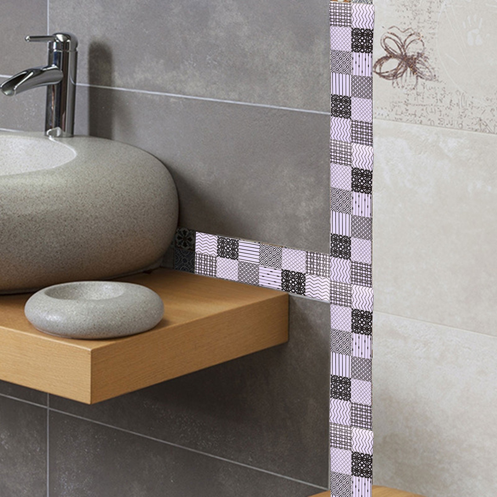 Kitchen Bathroom Wall Stickers Self Waterproof Waist Line Design