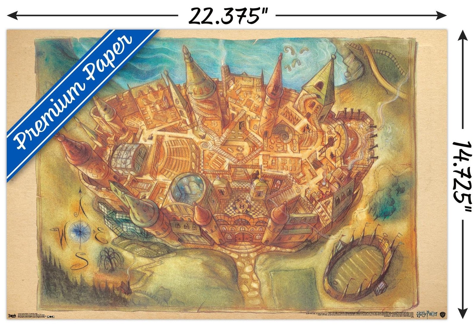 Trends International The Wizarding World: Harry Potter – Hogwarts Map Wall Po…