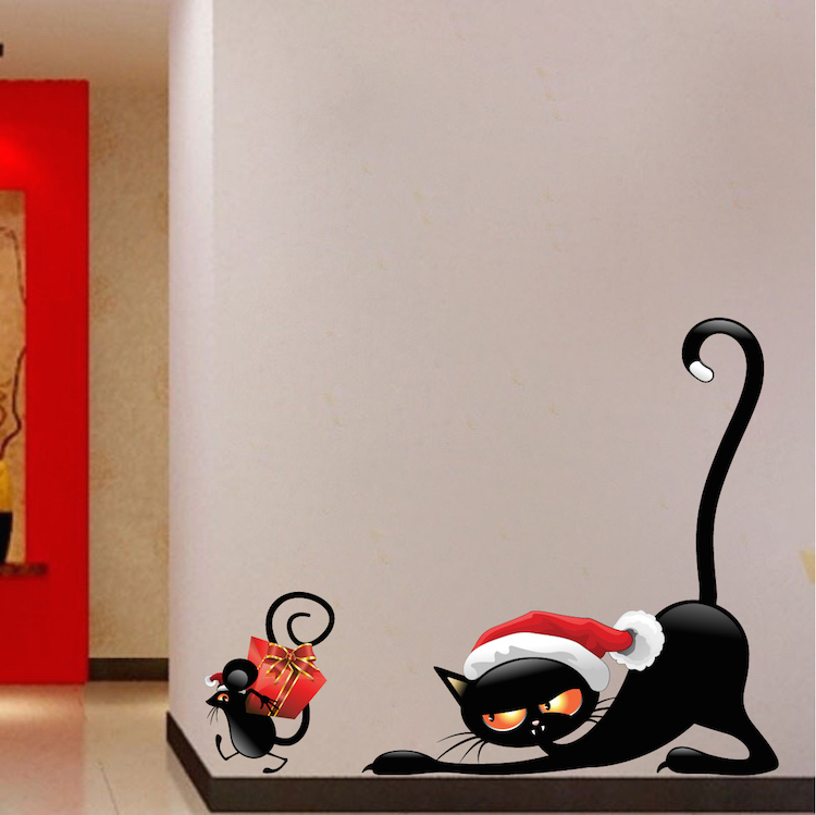 Christmas Cat And Mouse Wall Decals Christmas Wall And Window Decorations, h71