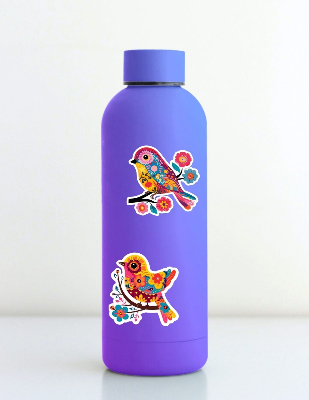 Folk Art Bird Die Cut Vinyl Stickers Set Notebook Laptop Waterbottle Sticker
