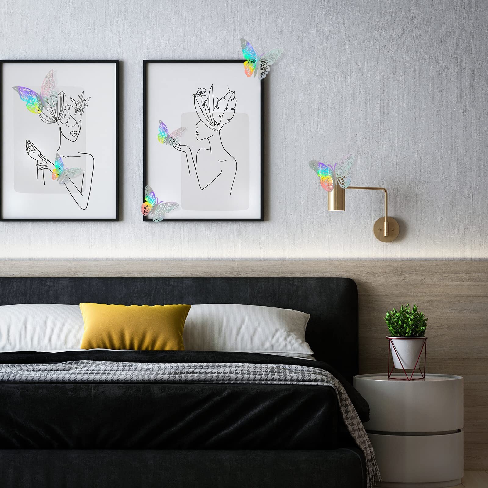 72 Pcs 3D Butterfly Wall Decor Stickers, 3 Styles 3 Sizes Silver Butterfly De…