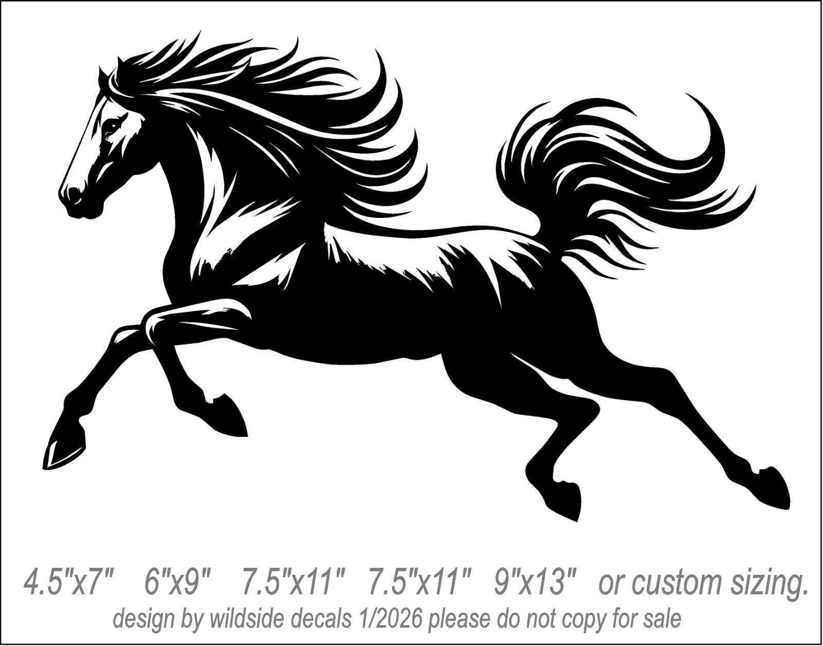Running Stallion Horse Vinyl Decal car window horse trailer sticker