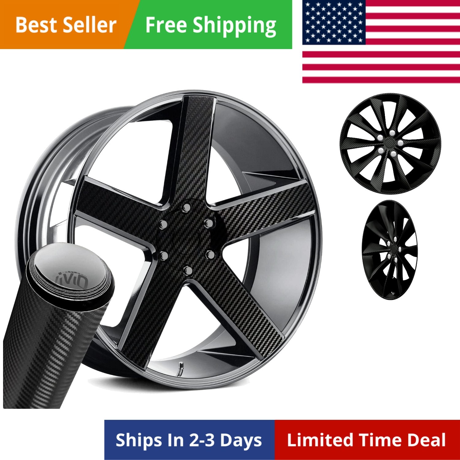 Auto Rim Air-Release Adhesive Vinyl Wrap 24 Inch x 30 Inch 4 Sheet Pack Black…