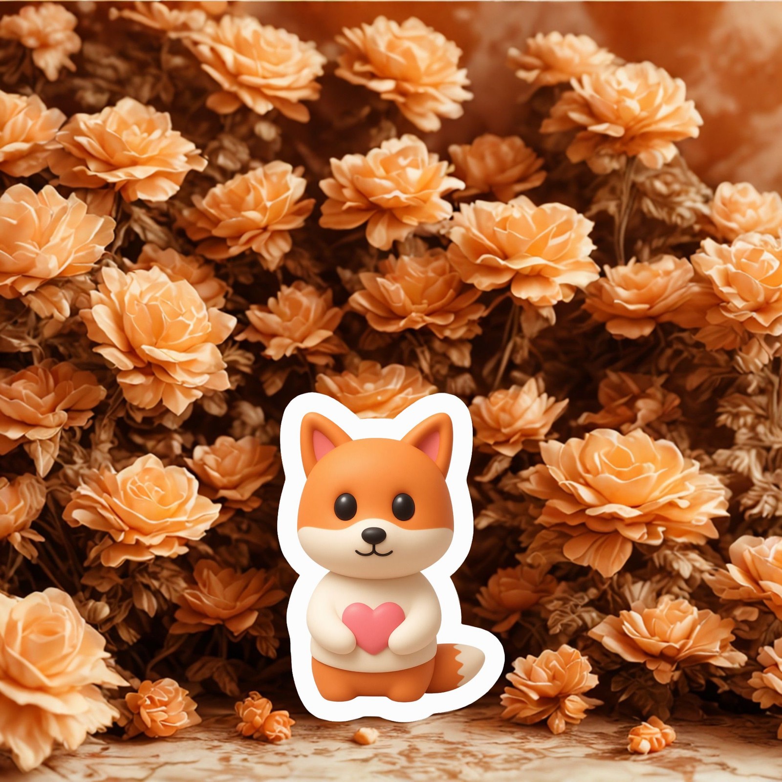 Cute Fox Heart Vinyl Sticker Decal Waterproof Laminated 1.5×2.5in