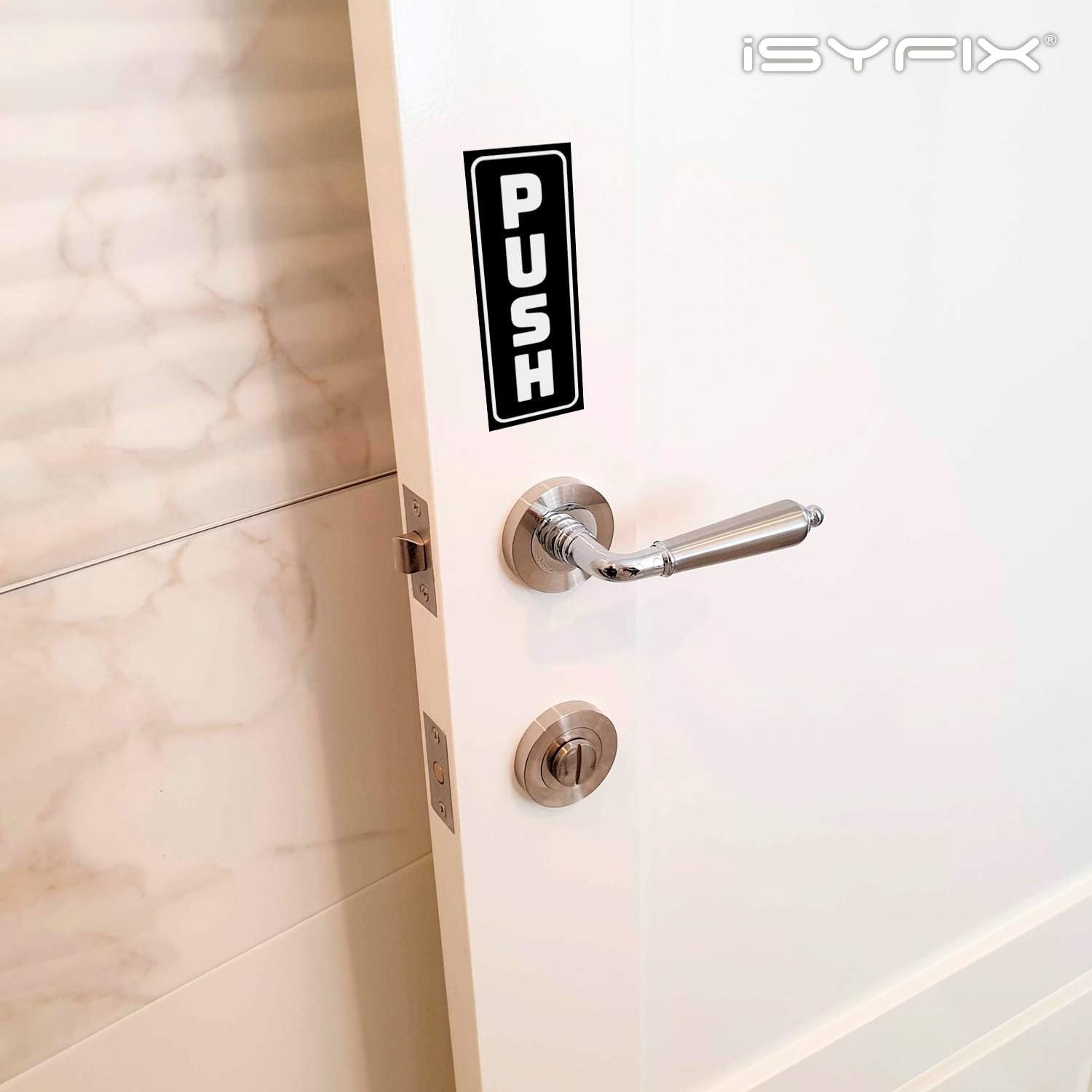 Push Pull Stickers Sign – 2 Pack 2×5 inch -Vertical Decal Self-Adhesive, Blac…