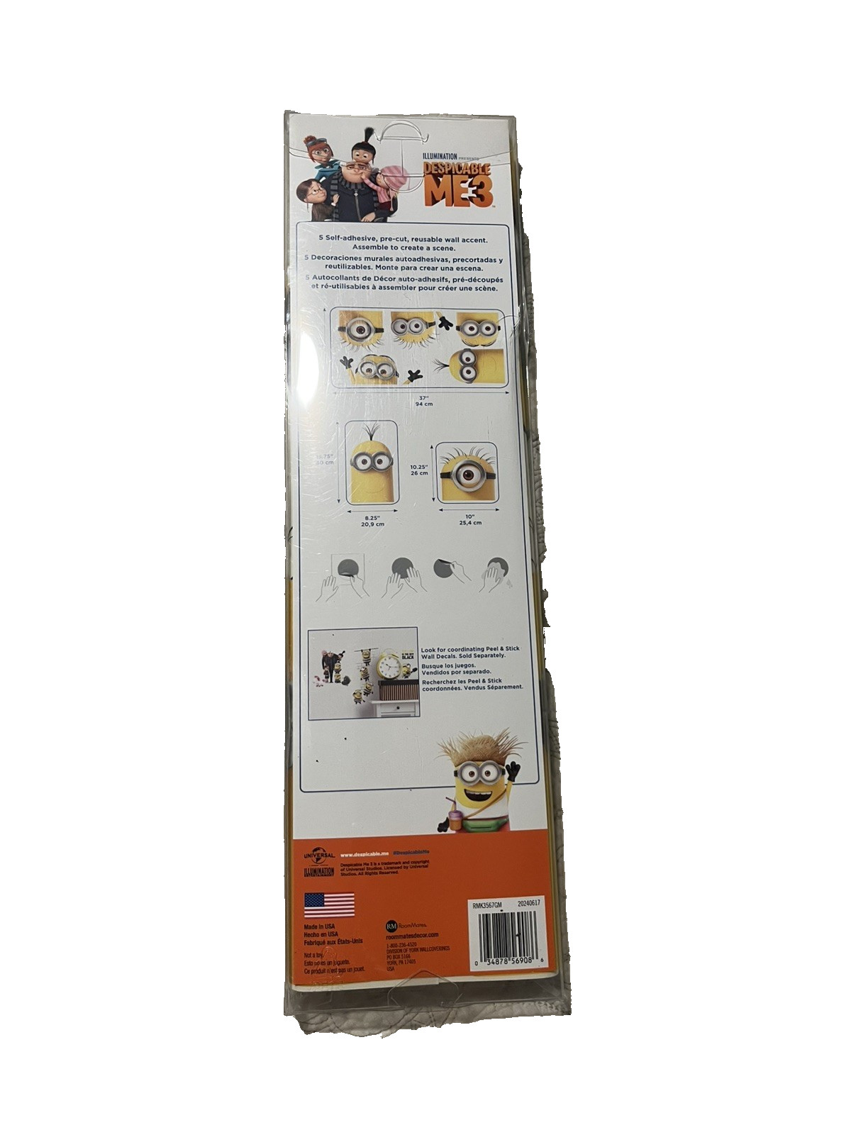 Giant Peel and Stick Minions Wall Decals for Kids Rooms and Decor