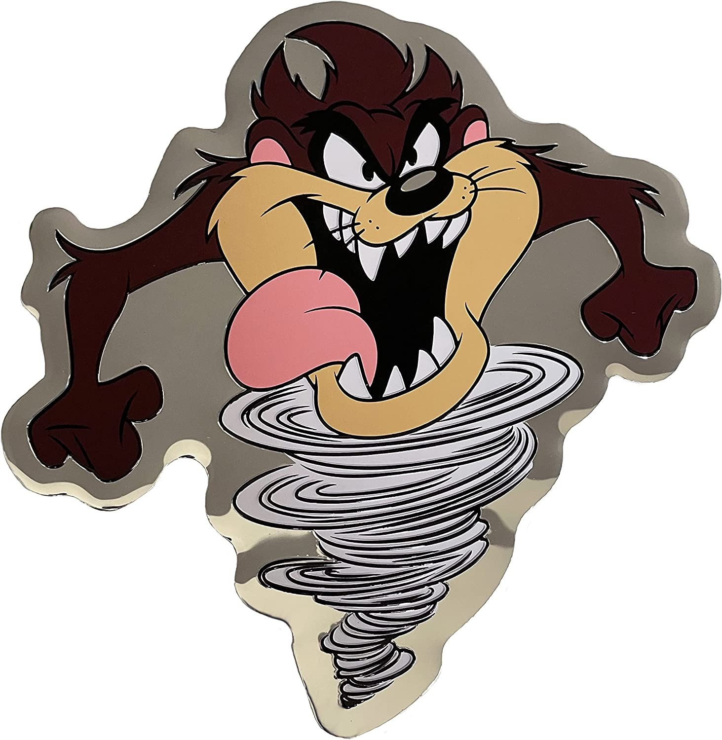 Stickers – C&D Visionary – Looney Tunes Taz 3.8"x4.1" Metal Silver NEW Decal