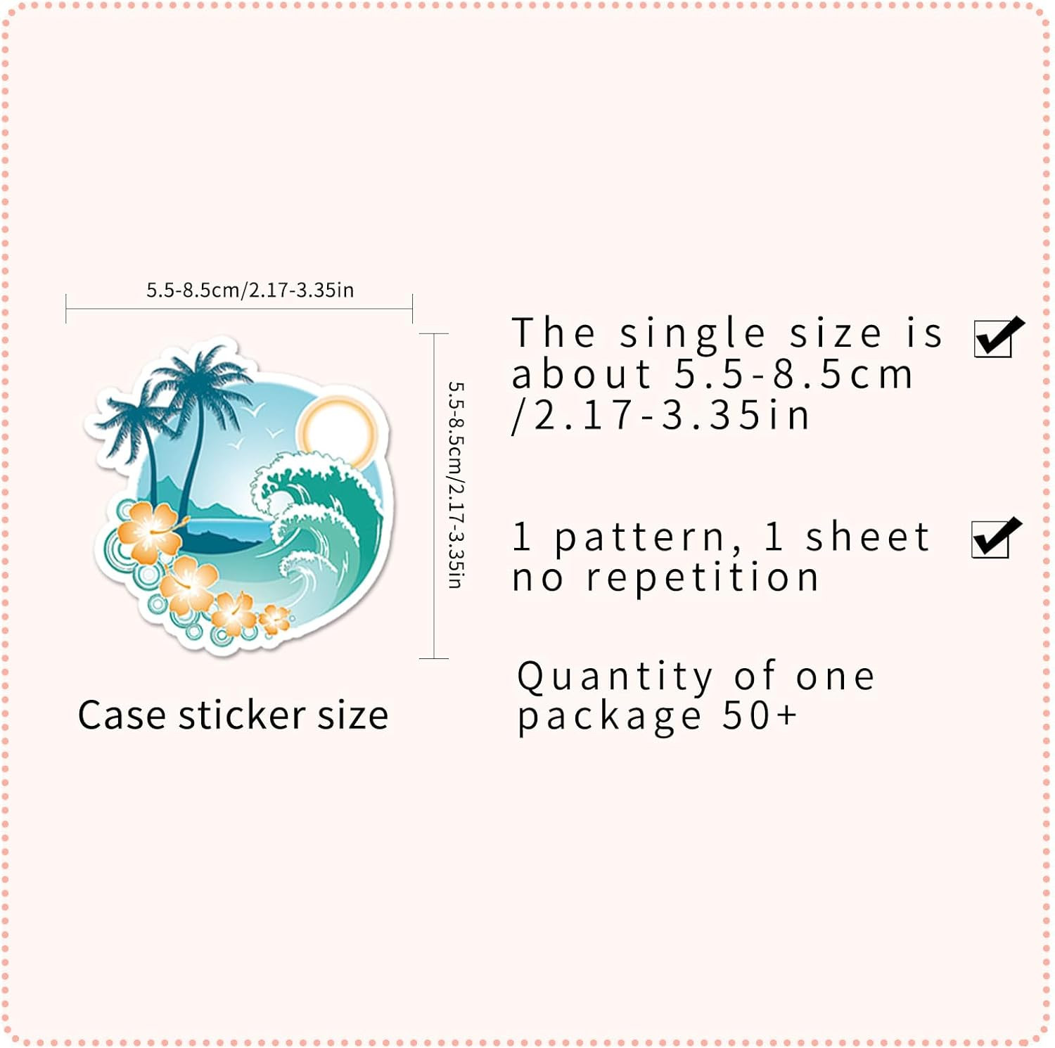 50Pcs Hawaiian Scenery Stickers – Tropical Style Creative Decor