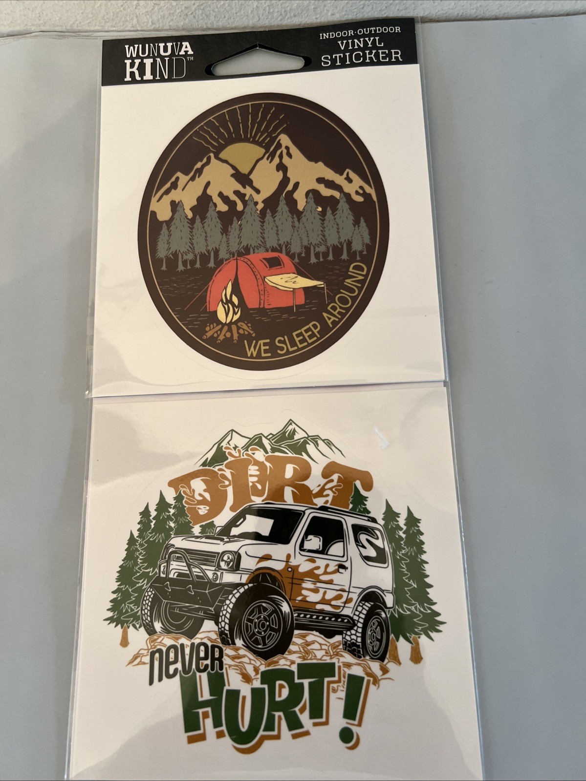 Set of 2 CAMPING / OFF-ROAD JEEP / BRONCO Vinyl Stickers Mountains Outdoor NEW!