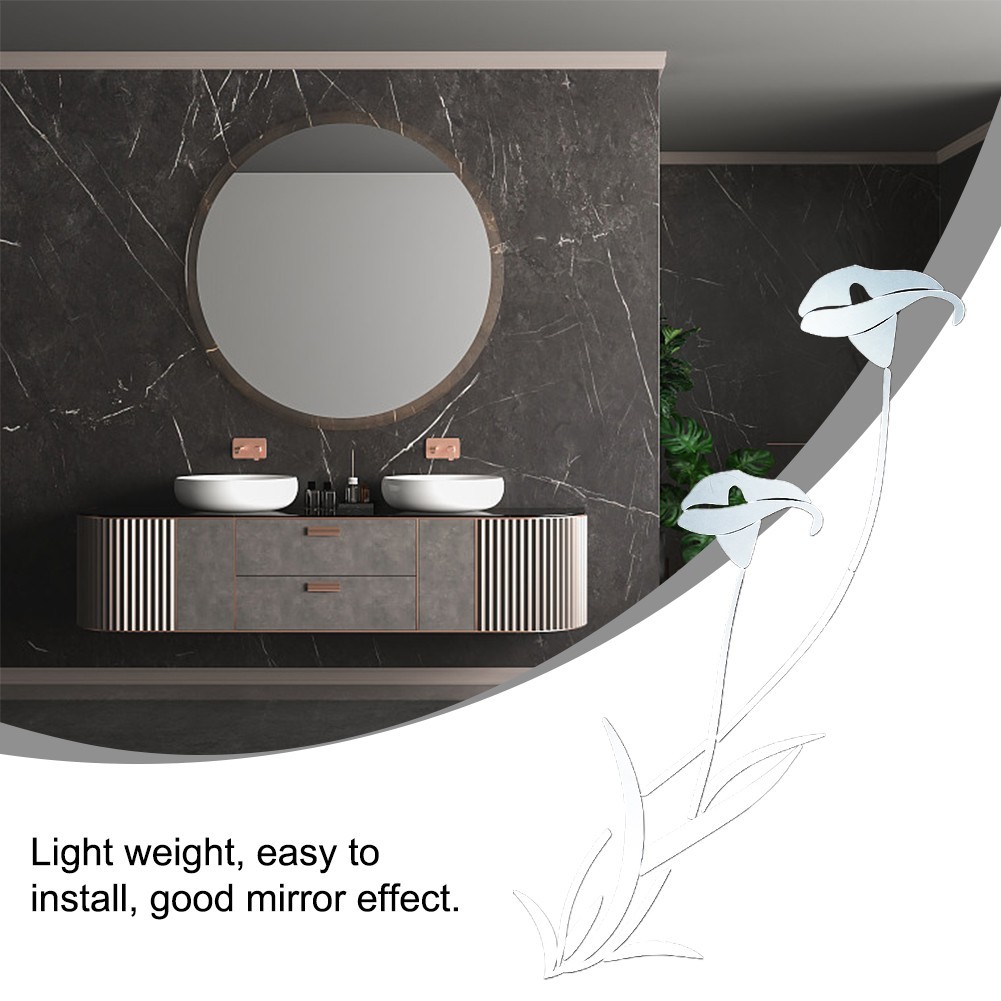 3D Mirror Flower Art Removable Wall Sticker Acrylic Room Fashion Home Decoration