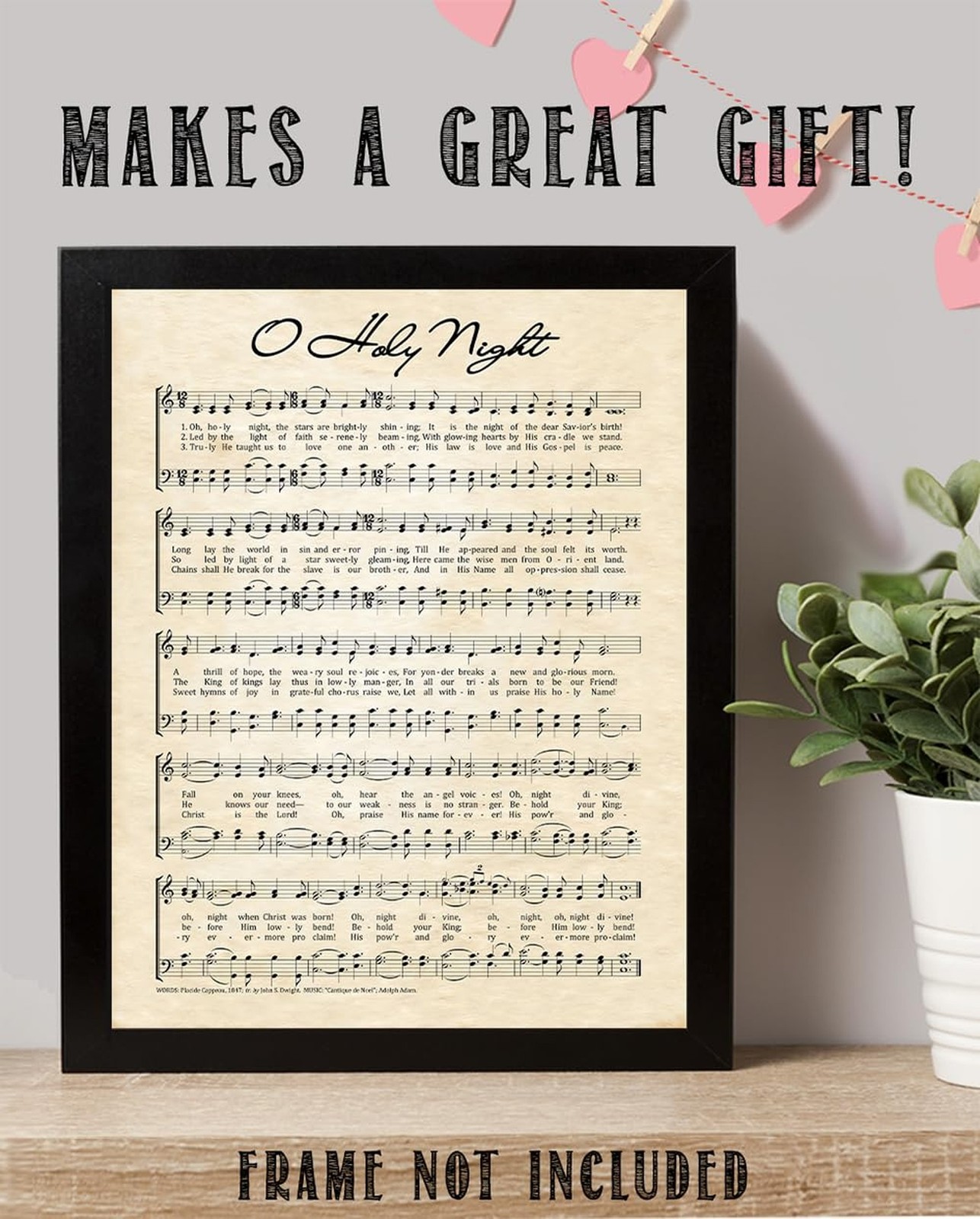 Vintage O Holy Night Music Sheet Poster – Antique Christmas Carol Wall Art De…