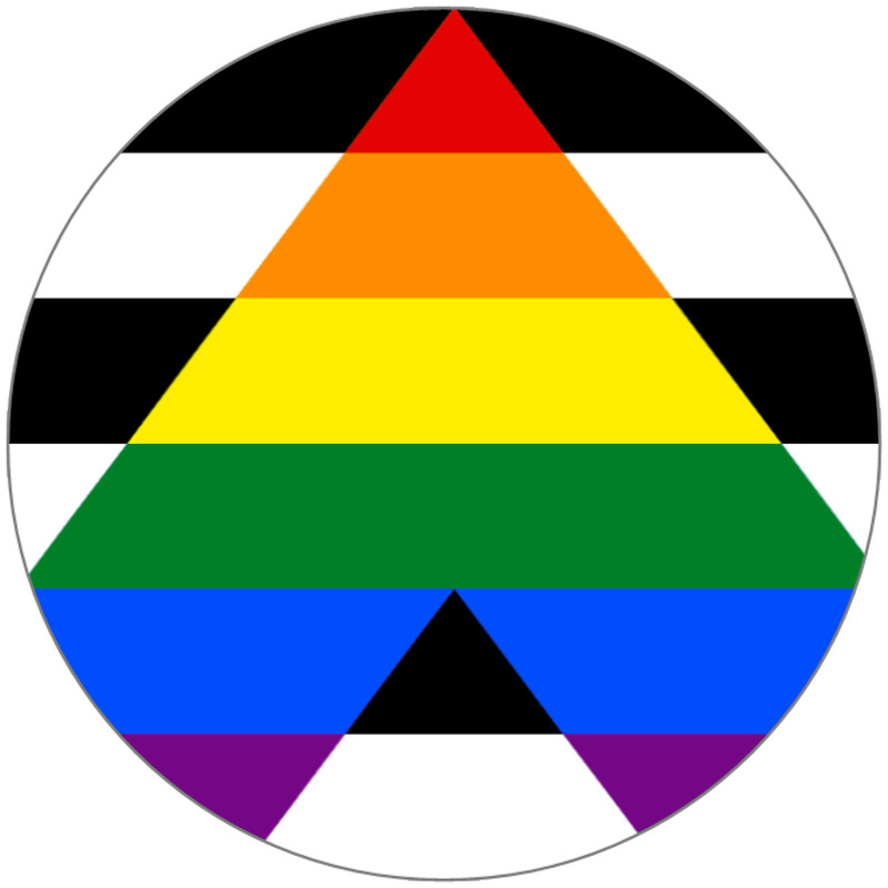 Straight Ally Flag – 3 Inch Circle Sticker 3" x 3" – LGBTQ+ Support