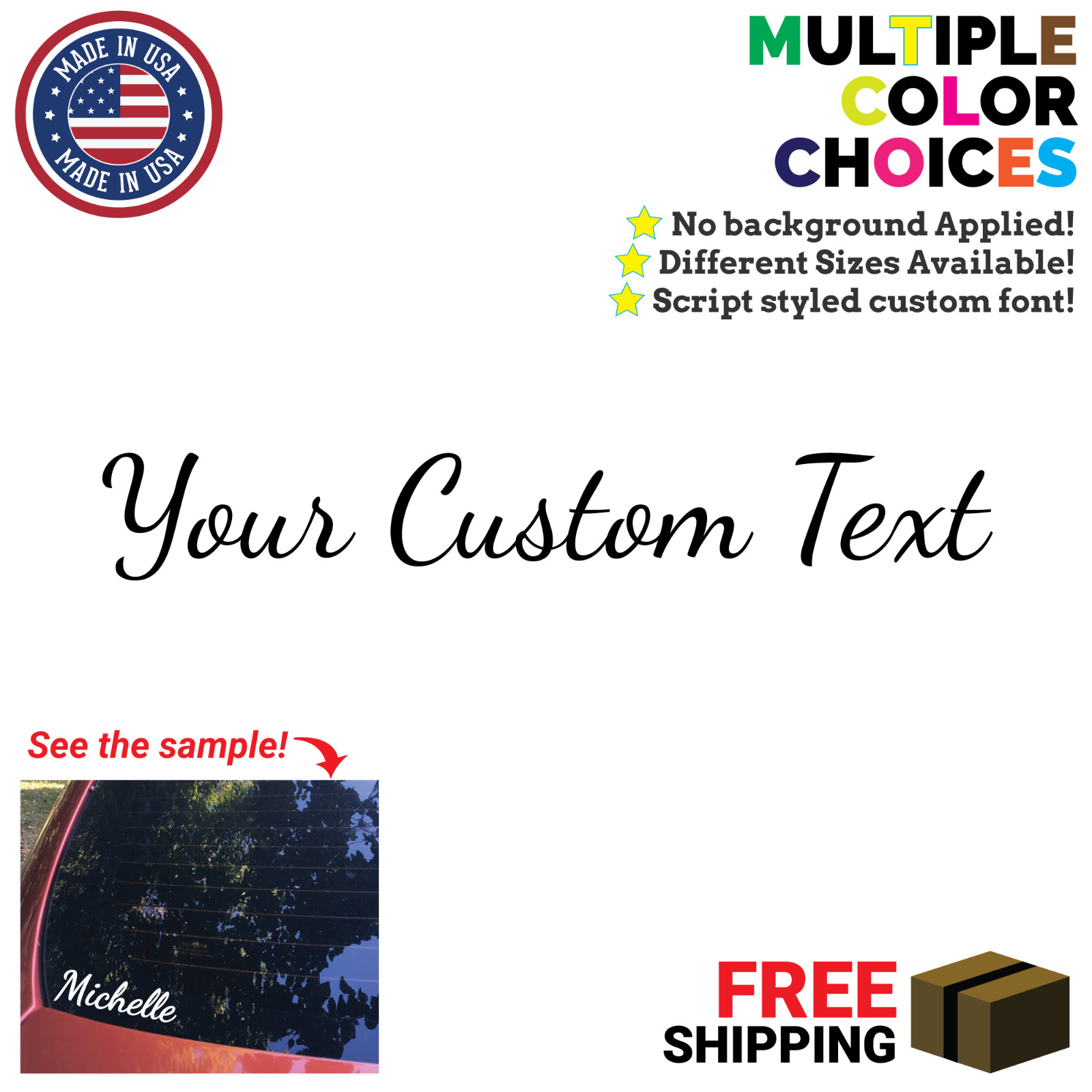 CUSTOM TEXT Sticker Vinyl Decal Script Font Custom Lettering Quote Car Sticker