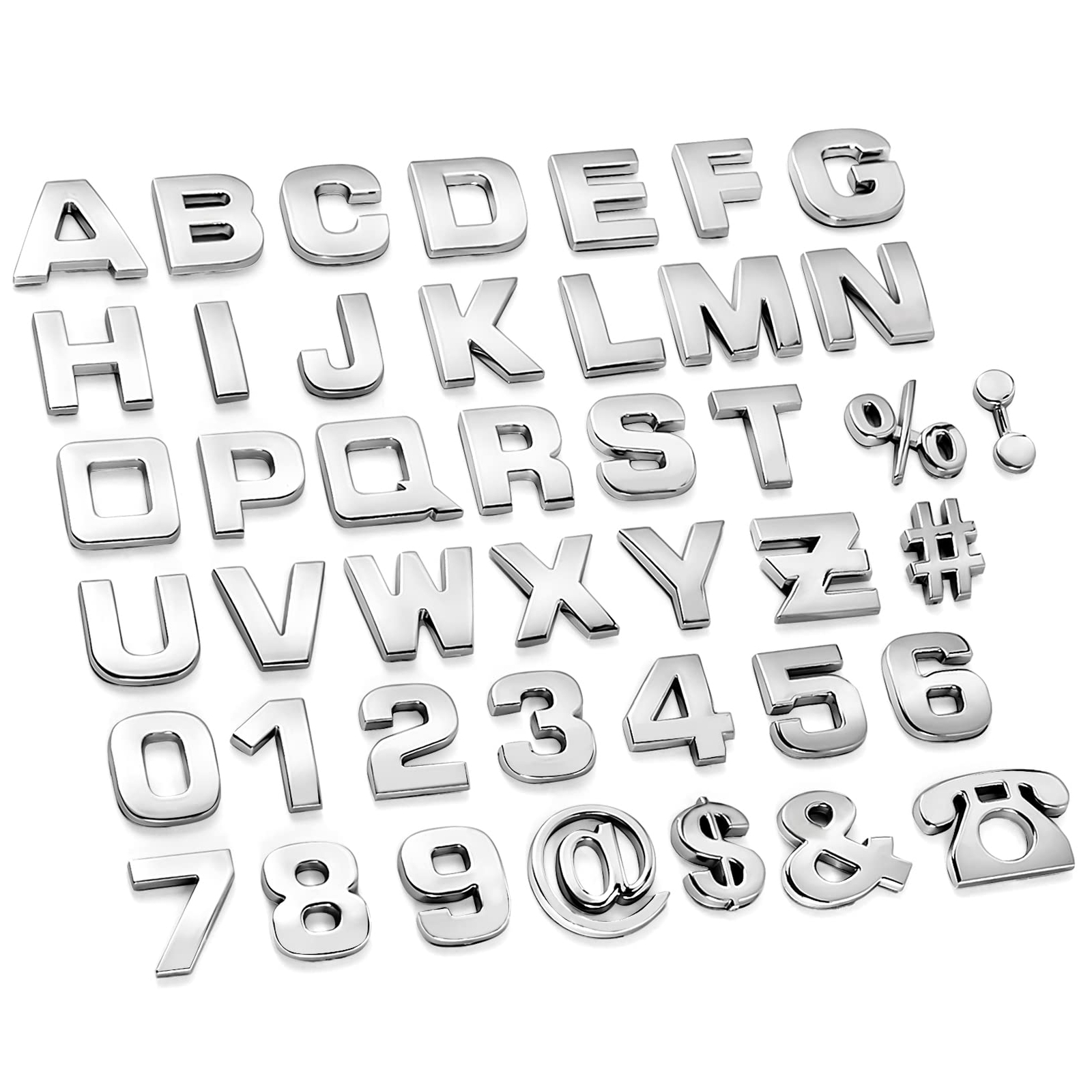 43 Pcs Car Emblem Letter Sticker DIY 3D Alphabet Number Symbol Badge Decal