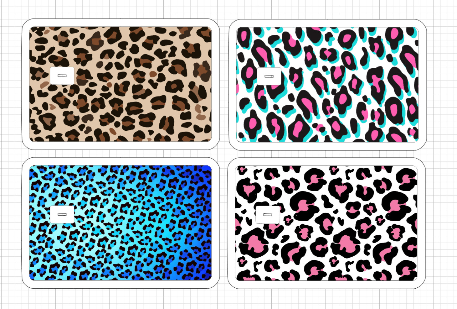 Leopard Print ATM Debit Credit Card Skin Sticker Blue Pink Brown Cat Bonus