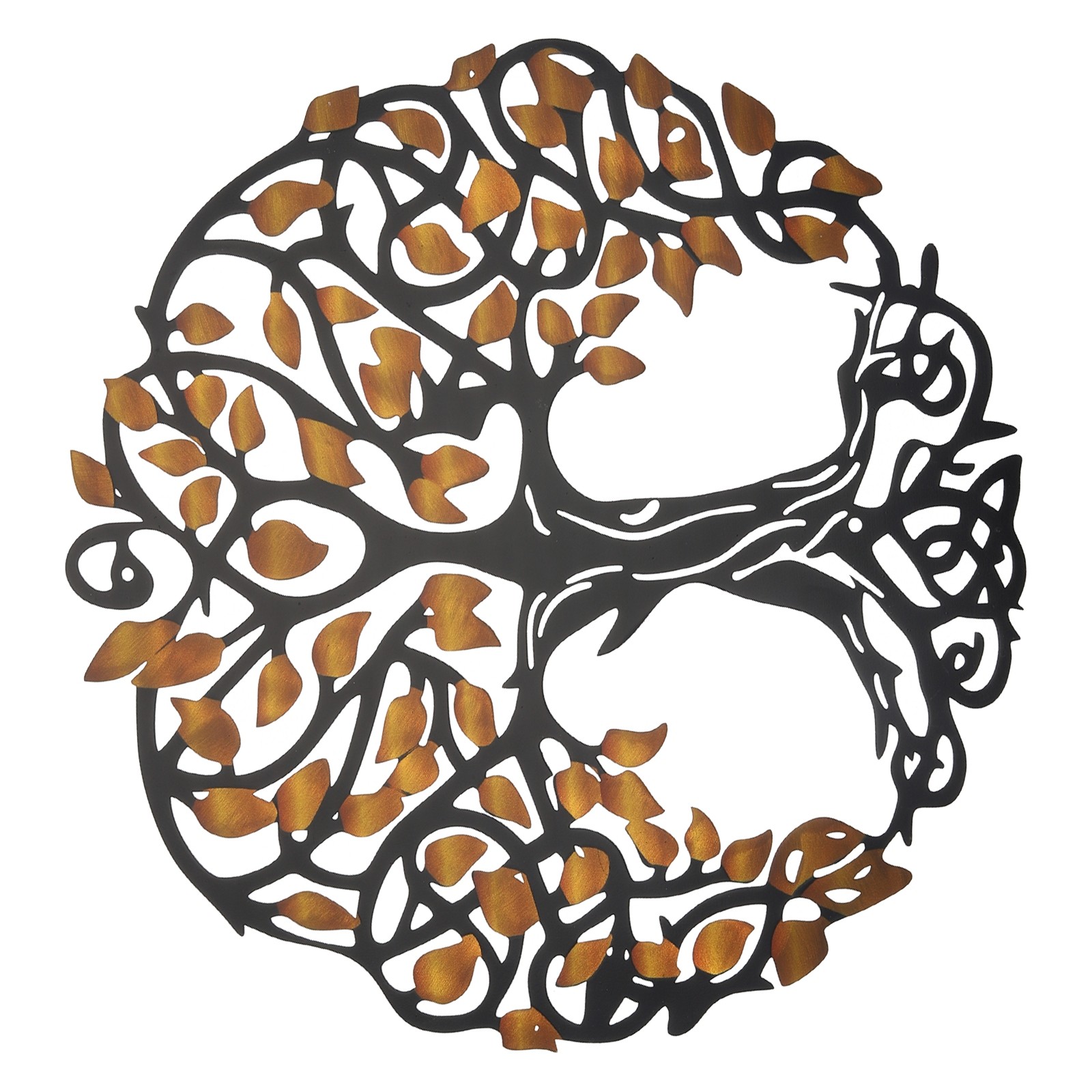 Metal Tree Wall Decor Tree of Life Wall Sculpture Decoration Yellow, Black