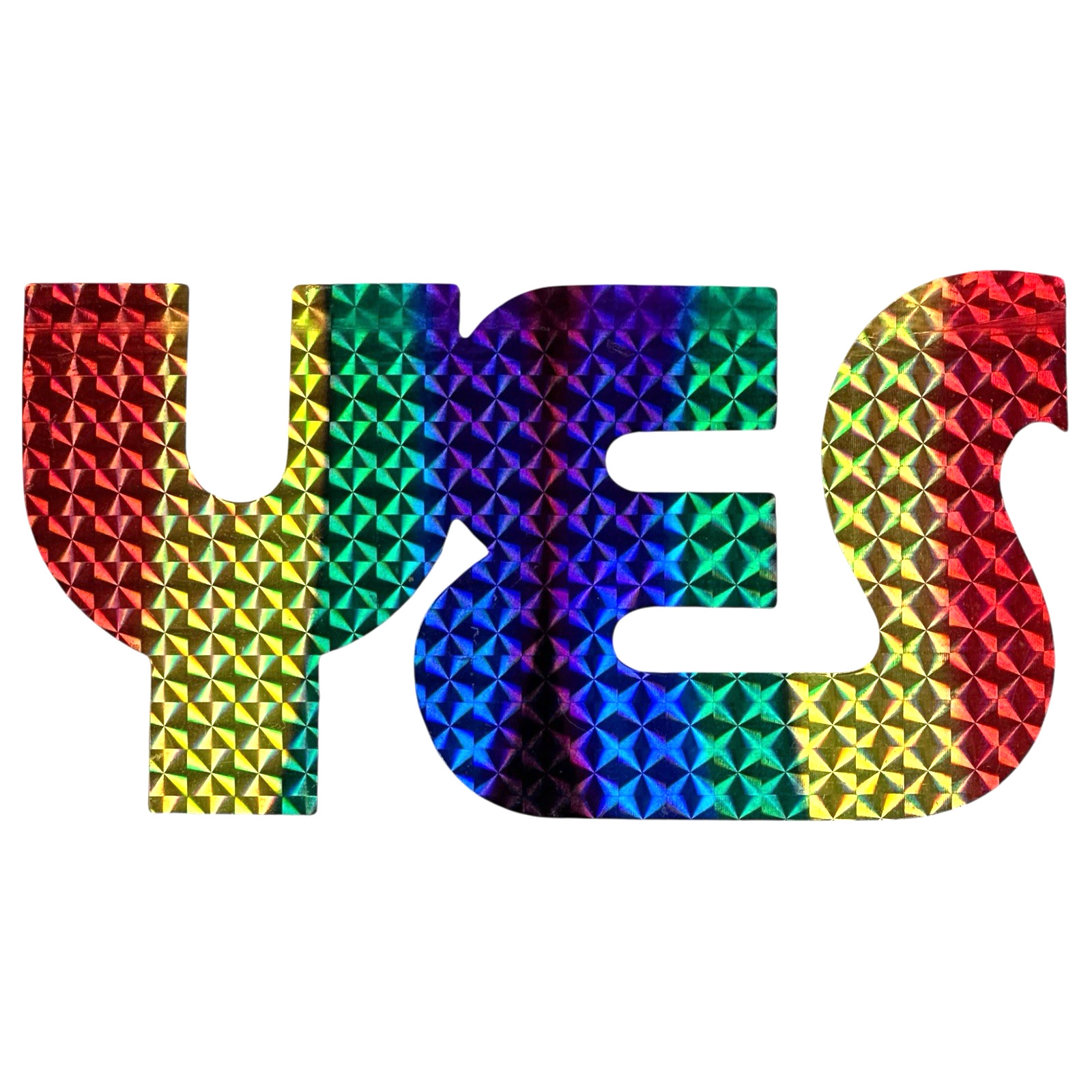 Vintage YES Rainbow Prism Holographic Sticker Psychedelic Retro Decal Rock Band