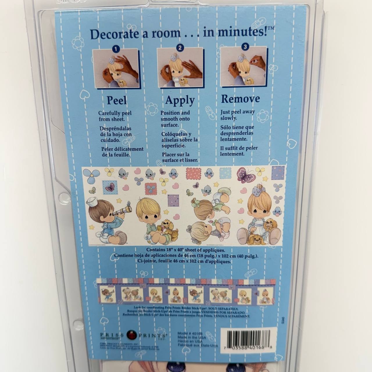 Precious Moments Priss Prints 40168 Jumbo Stick Ups Vintage Baby Wall Decals 25