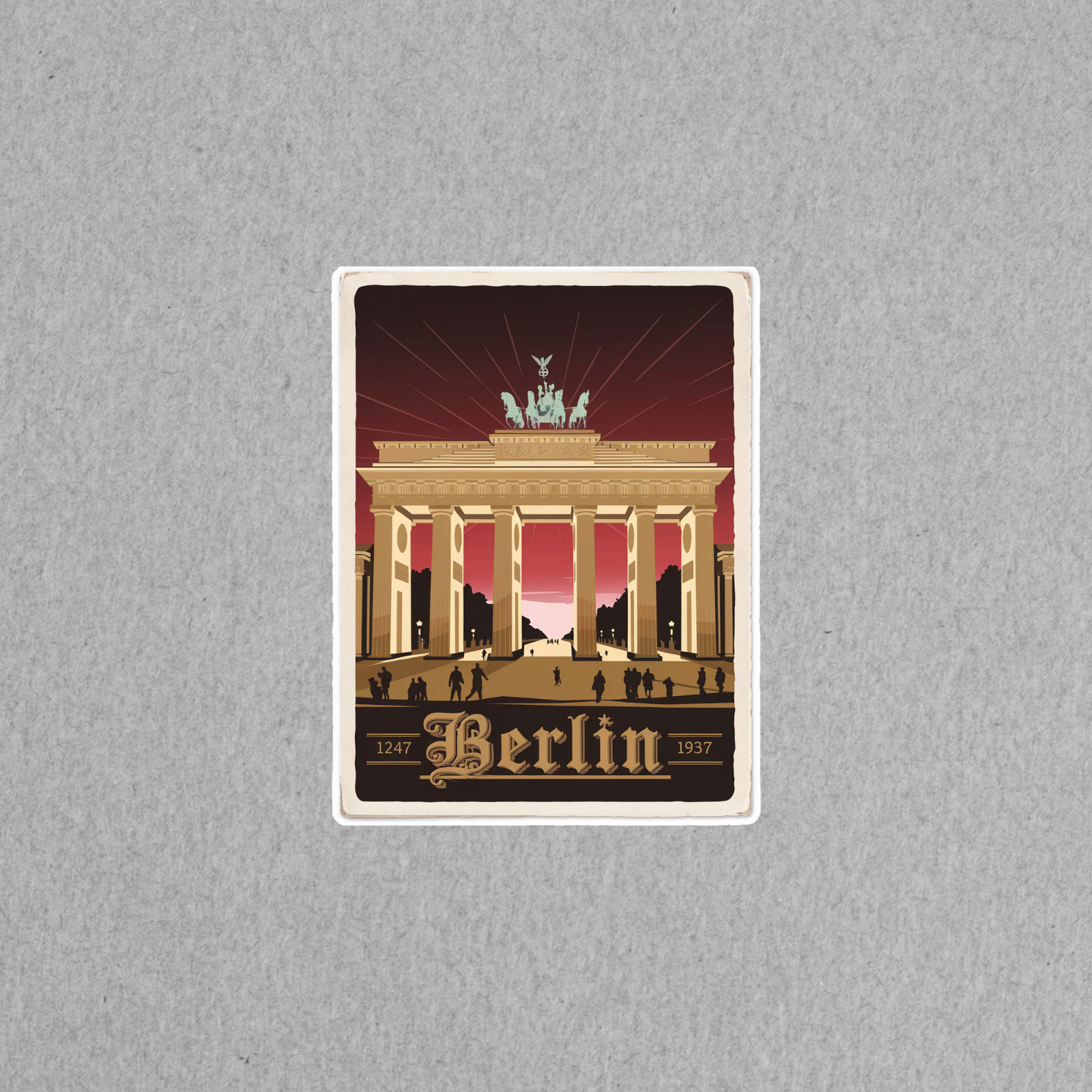 Vintage Berlin 1247-1937 Travel sticker Sticker Brandenburg Gate #3498