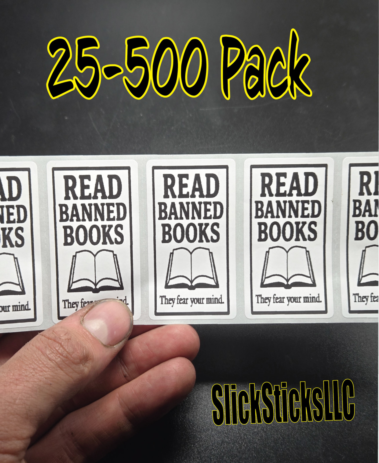 "READ BANNED BOOKS" 25-500Pack stickers bulk pack labels stop bans anti censor
