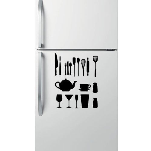 Cooking Tool Set Vinyl Decal Sticker for Kitchen Wall Window Door Fridge Decor