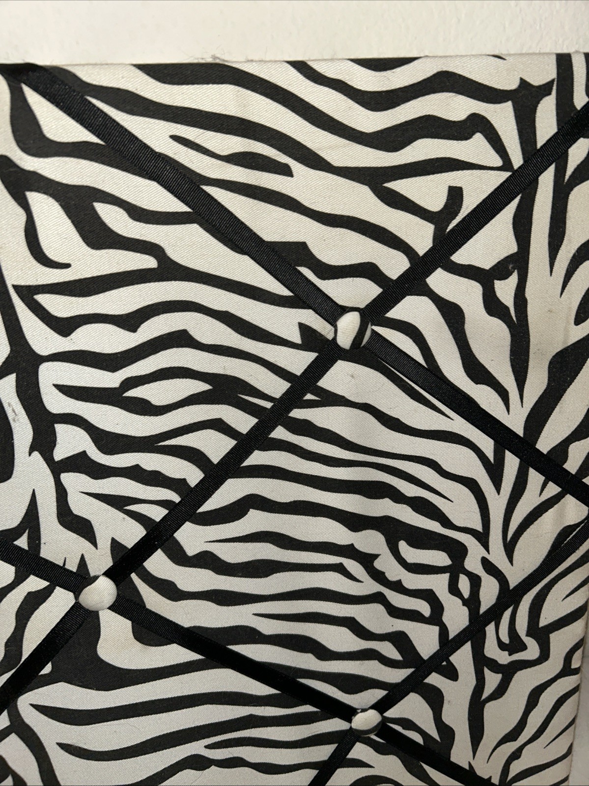 Zebra Fabric Memory Board 18×21 French Ribbon Photo Bulletin Board Craft Repair
